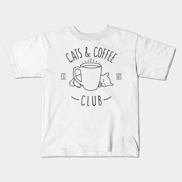 Cats and Coffee club Kids T-Shirt by Bomdesignz